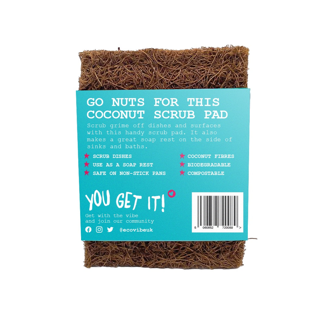 Durable Coconut Fibre Scrub Pads - 5 Pack